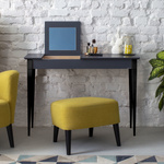 Toaletka MIMO z Lusterkiem - 65x35cm Czarne Nogi / Petrol Blue