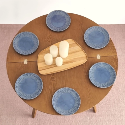 Półksiężycowy rozkładany stół MAWI śr.120cm Biały Jesion