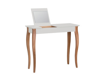 Toaletka LILLO z Lusterkiem - 85x35cm Białe Nogi / Jasnoszara