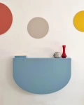 Półowalny Stół Ścienny Opadający KLAPP 75x100cm Biały, Jesion 