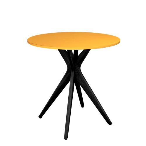 Okrągły Stół Jadalniany JUBI śr. 60cm Żółty (Ciemna Cytryna) | Nogi Czarne