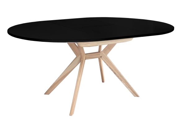 Okrągły rozkładany stół jadalniany 110cm Biju Czarny Jesion 