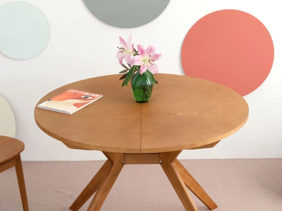 Okrągły rozkładany stół jadalniany 110cm Biju Biały Jesion