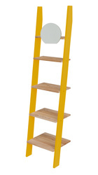 Regał Drabinka ASHME z Lusterkiem 45x35x180cm - Jesionowe Półki/Żółty (Ciemna Cytryna)