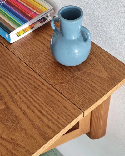 Półowalny Stół Ścienny Opadający KLAPP 65x70cm Dąb