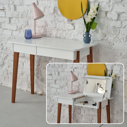 Biurko Toaletka MeWise z Lusterkiem 90x48cm Dąb Różowa