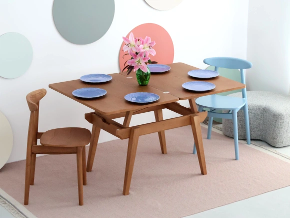 Stolik kawowy z podnoszonym blatem Envelope 90x65cm | jesion wybarwiony na biało