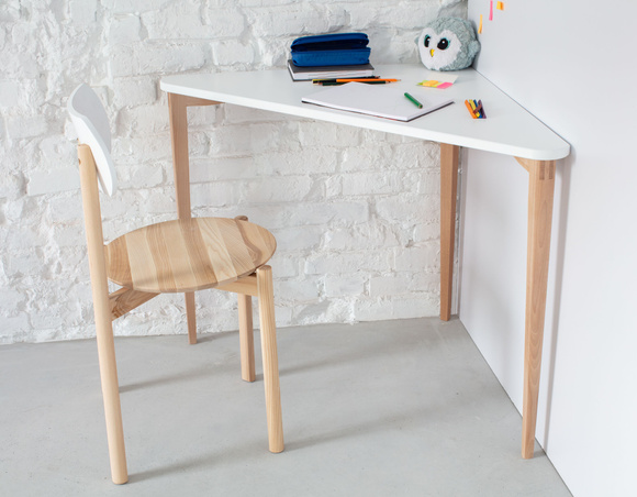 Biurko Narożne NAJA 114 x 85cm Szałwia Białe Nogi