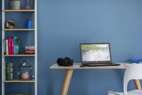 Regał Drabinka ASHME z Lusterkiem 45x35x180cm - Jesionowe Półki/Petrol Blue