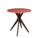 Okrągły Stół Jadalniany JUBI śr. 60cm Ciemny Koralowy | Nogi Orzech