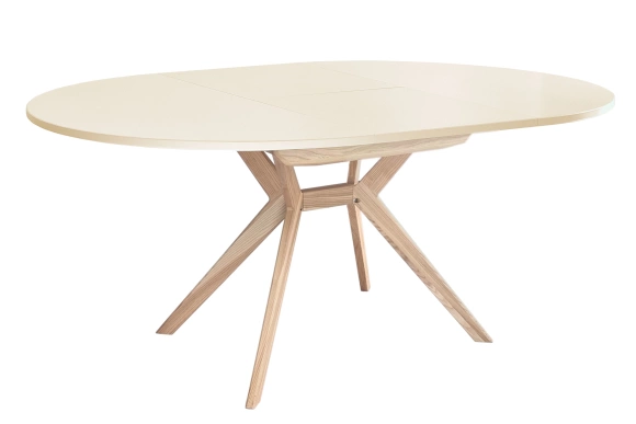 Okrągły rozkładany stół jadalniany 120cm Biju Wapień Jesion 