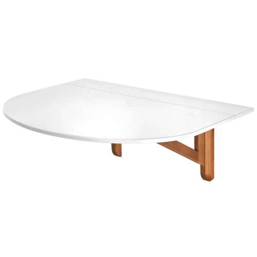 Półowalny Stół Ścienny Opadający KLAPP 75x100cm Biały Dąb 