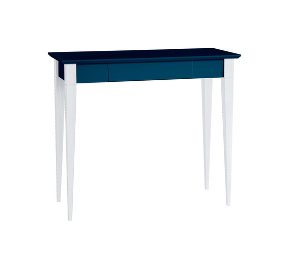 Biurko MIMO z Szufladą - 85x40cm Białe Nogi / Petrol Blue