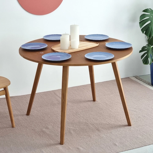 Półksiężycowy rozkładany stół MAWI śr.110cm Biały Jesion