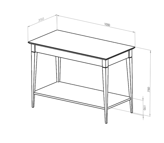 Konsola MIMO z Półką 105x35cm Ciemny Koralowy