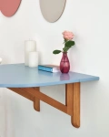 Półowalny Stół Ścienny Opadający KLAPP 75x100cm Delikatny Niebieski Dąb 