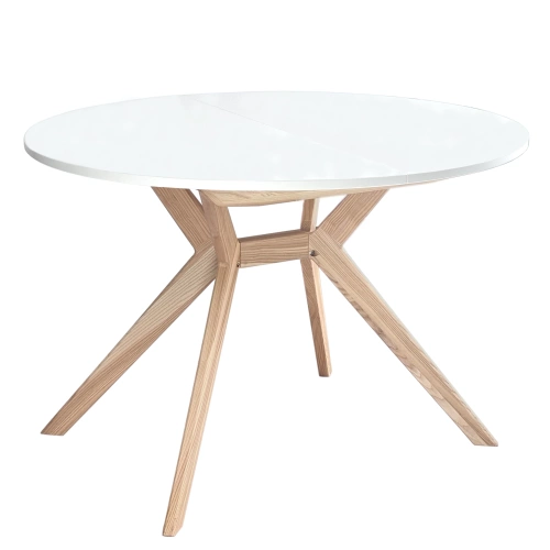Okrągły rozkładany stół jadalniany 120cm Biju Biały Jesion 