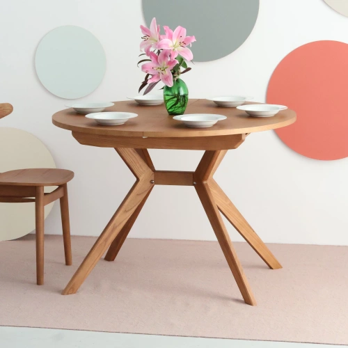 Okrągły rozkładany stół jadalniany 110cm Biju Biały Jesion