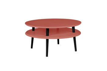 Stolik Kawowy UFO śr. 70cm wys. 35cm Ciemny Koralowy Czarne Nogi