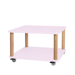 Stolik Kawowy Na Kółkach ASHME 64x64cm Jasnoróżowy
