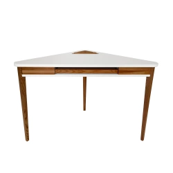 ASHME Biurko narożne 114x85cm Szuflada na klawiaturę Dąb biały