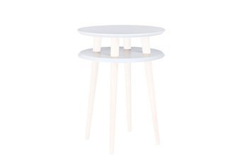 Stolik Kawowy UFO śr. 45cm wys. 61cm - Biały / Białe Nogi