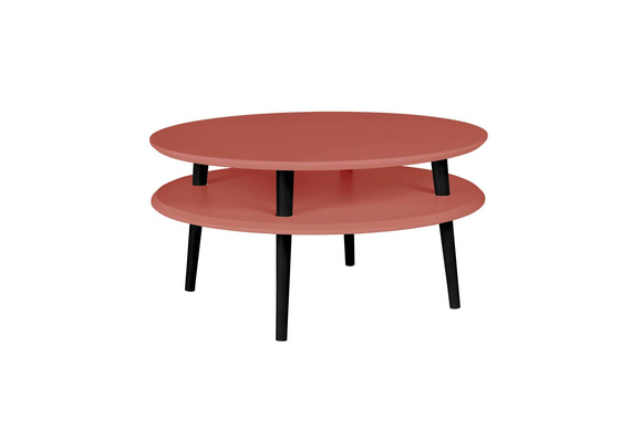 Stolik Kawowy UFO śr. 70cm wys. 35cm Ciemny Koralowy Czarne Nogi