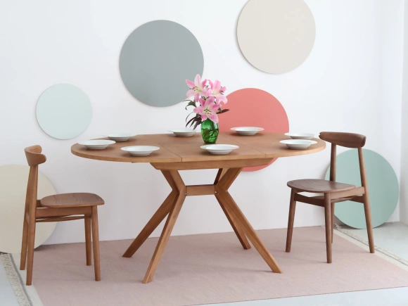 Okrągły rozkładany stół jadalniany 110cm Biju Czarny Jesion