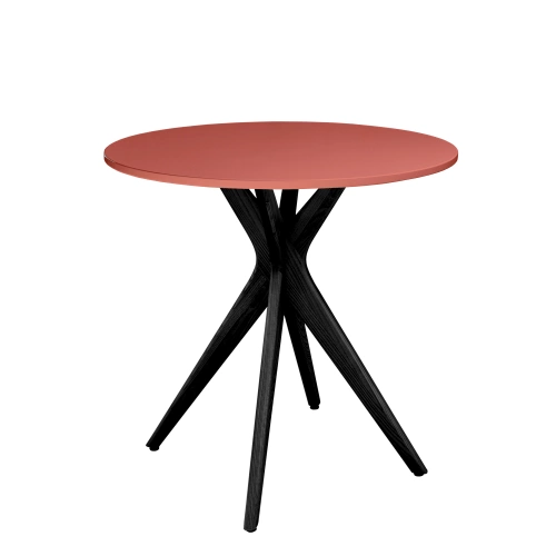 Okrągły Stół Jadalniany JUBI śr. 60cm Ciemny Koralowy | Nogi Czarne