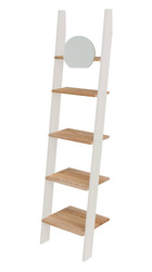 Regał Drabinka ASHME z Lusterkiem 45x35x180cm - Jesionowe Półki/Jasnoszary