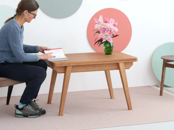 Stolik kawowy z podnoszonym blatem Envelope 90x65cm | jesion 