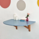 Półowalny Stół Ścienny Opadający KLAPP 75x100cm Biały Dąb 