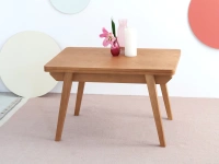 Stolik kawowy z podnoszonym blatem Envelope 90x65cm | jesion wybarwiony na dąb