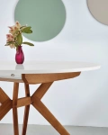 Okrągły rozkładany stół jadalniany 120cm Biju Wapień Jesion 