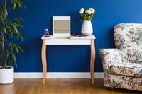 Toaletka LILLO z Lusterkiem - 65x35cm Białe Nogi / Petrol Blue