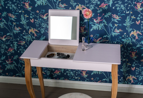 Toaletka LILLO z Lusterkiem - 105x35cm Białe Nogi / Petrol Blue