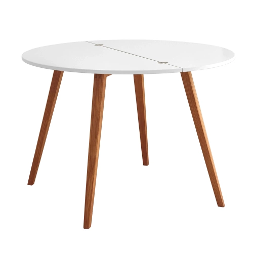 Półksiężycowy rozkładany stół MAWI śr. 120cm Biały Nogi Dąb