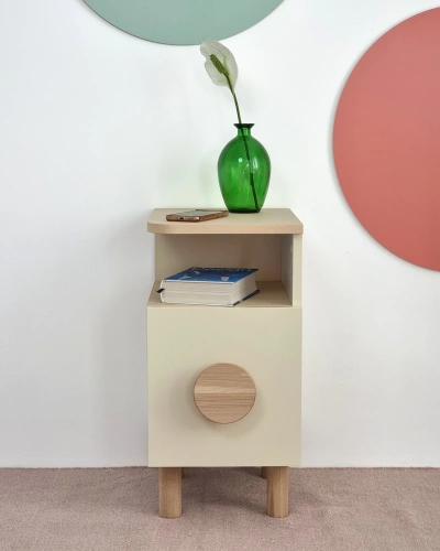 Stolik nocny z szufladą DABI MINI prawdziwy ciemny koral