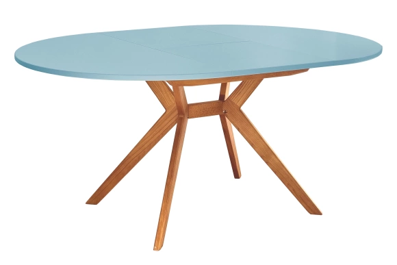 Okrągły rozkładany stół 110cm Biju Delikatny Niebieski Dąb
