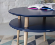 Stolik Kawowy UFO śr. 57cm wys. 45cm - Granatowy / Czarne Nogi