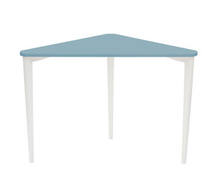 Biurko narożne Naja, jasnoniebieski, białe nogi
