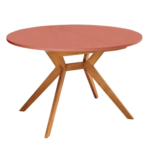 Okrągły rozkładany stół jadalniany 110cm Biju Ciemny Koralowy Dąb