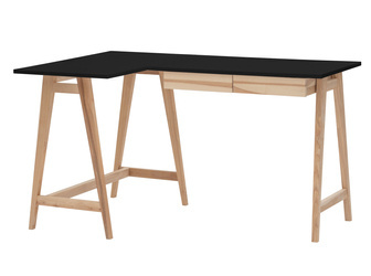 Jesionowe Biurko Narożne LUKA 135cm x 85cm Czarne Lewe