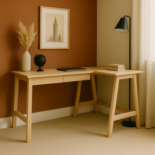 Jesionowe Biurko Narożne LUKA szer. 135cm PRAWE