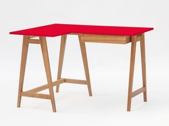 Biurko narożne LUKA 115cm x 85cm / Czerwone Dąb Lewe