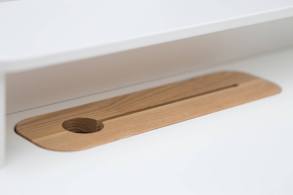 Biurko ASHME Jesionowe 110x56x75cm – Delikatny Niebieski