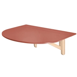 Półowalny Stół Ścienny Opadający KLAPP 75x100cm Ciemny Koralowy, Jesion
