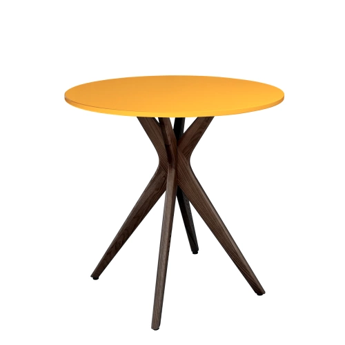 Okrągły Stół Jadalniany JUBI śr. 60cm Żółty (Ciemna Cytryna) | Nogi Orzech