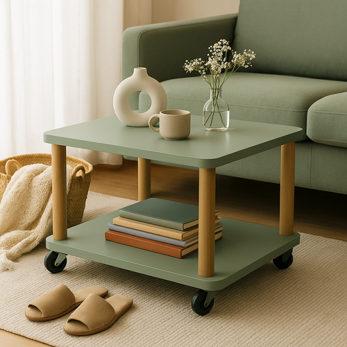 Stolik Kawowy Na Kółkach ASHME 64x64cm Biały