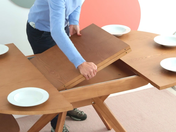 Okrągły rozkładany stół jadalniany 110cm Biju Jesion